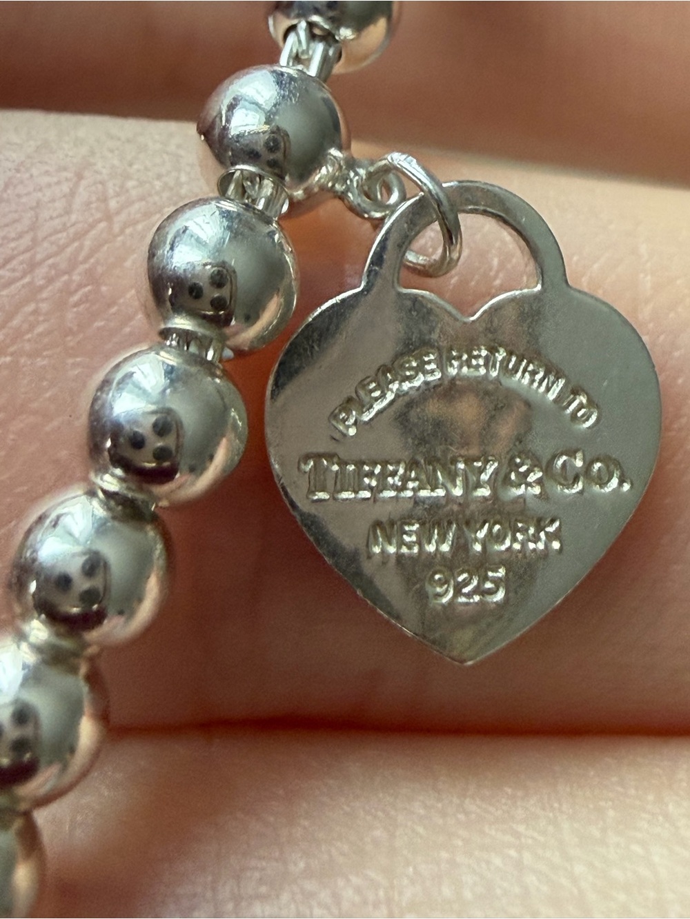 Tiffany & Co. Return to Tiffany Heart Tag Bead Bracelet – Sterling Silver, 7"